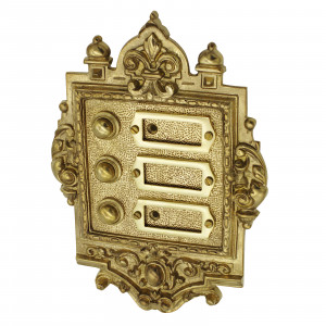 Plaque de cloche Art Nouveau pour villa | laiton patiné | plaque de cloche avec boutons de cloche pour 3 noms| Cloche ancienne P221